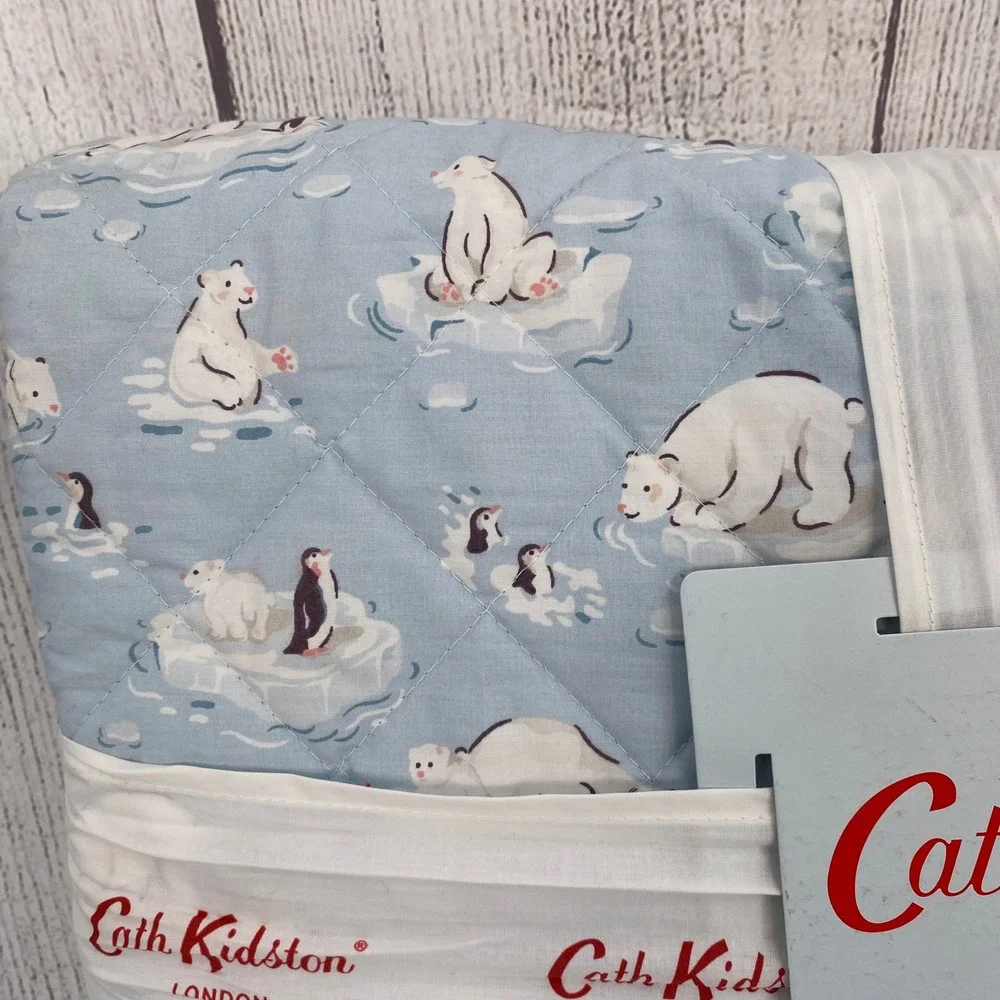 Cath Kidston Polar Ice Quilt Queen Blue Polar Bear Penguin Cotton Percale Winter
